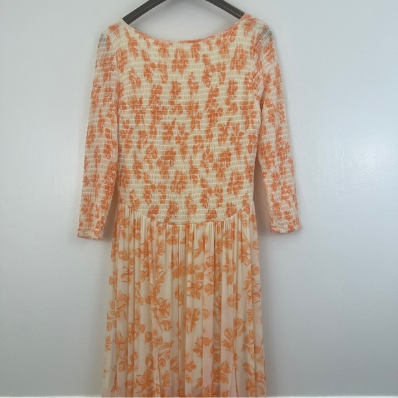 Free People It’s Fate MIDI Floral Print Dress Yellow Custard Combo Size Large - Picture 11 of 16
